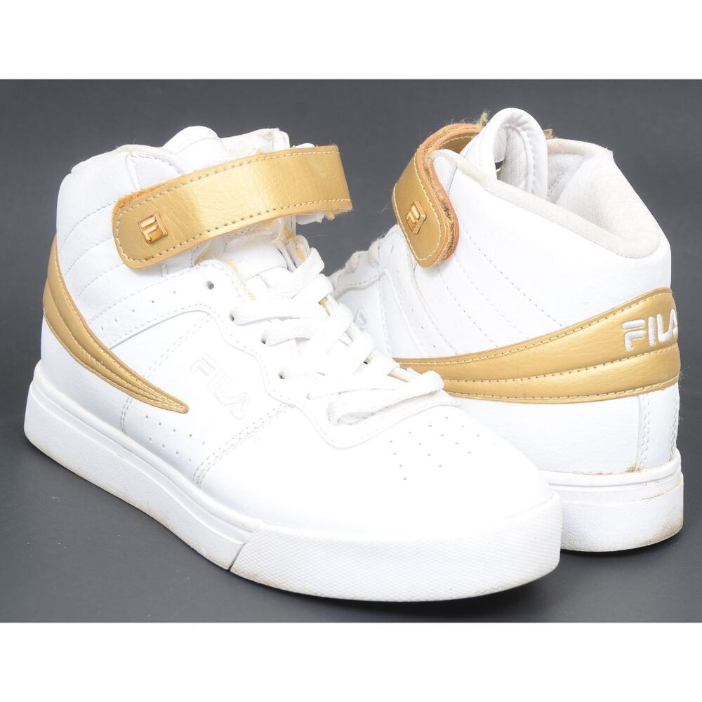 Fila Women's 7 Vulcan 13 Anodized White/Gold Leather Mid Top Retro Sneakers
